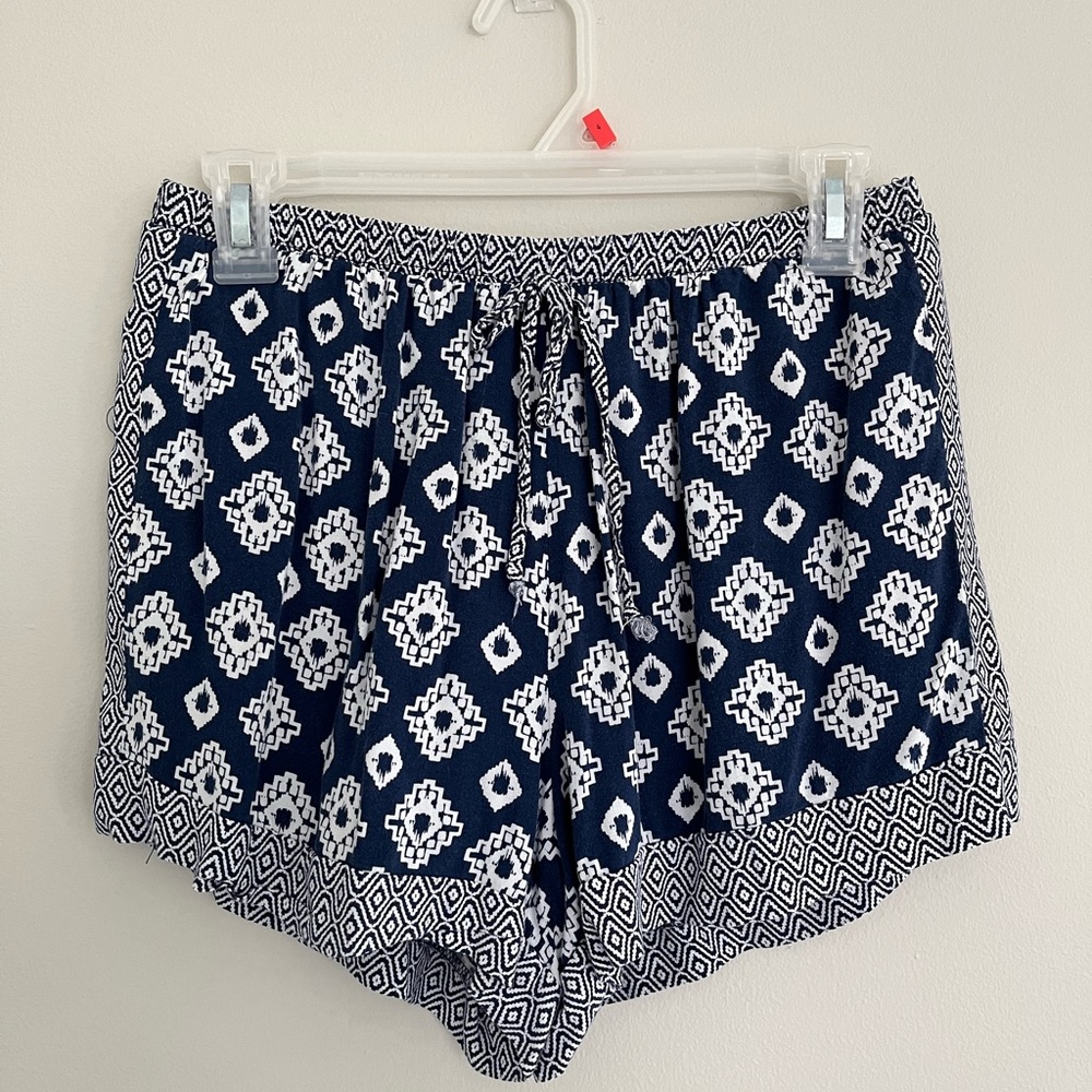 Navy and White Patterned Shorts